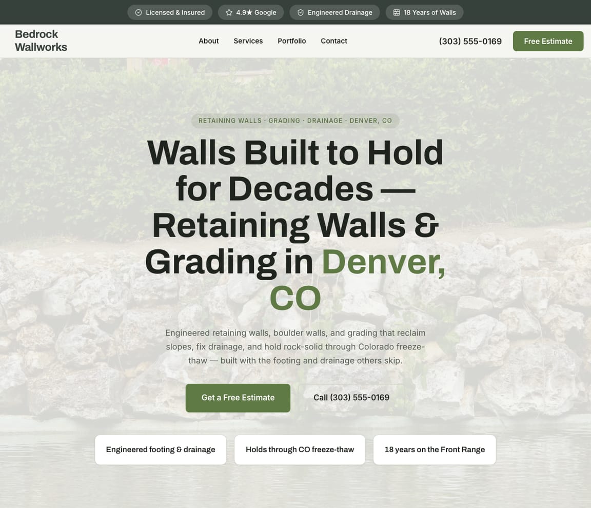 Landscaping - Retaining Walls website template preview