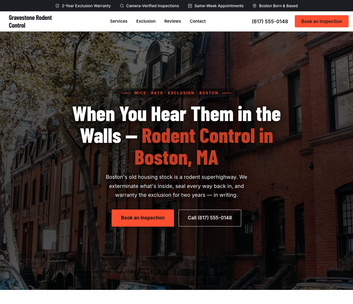 Rodent Control website template preview