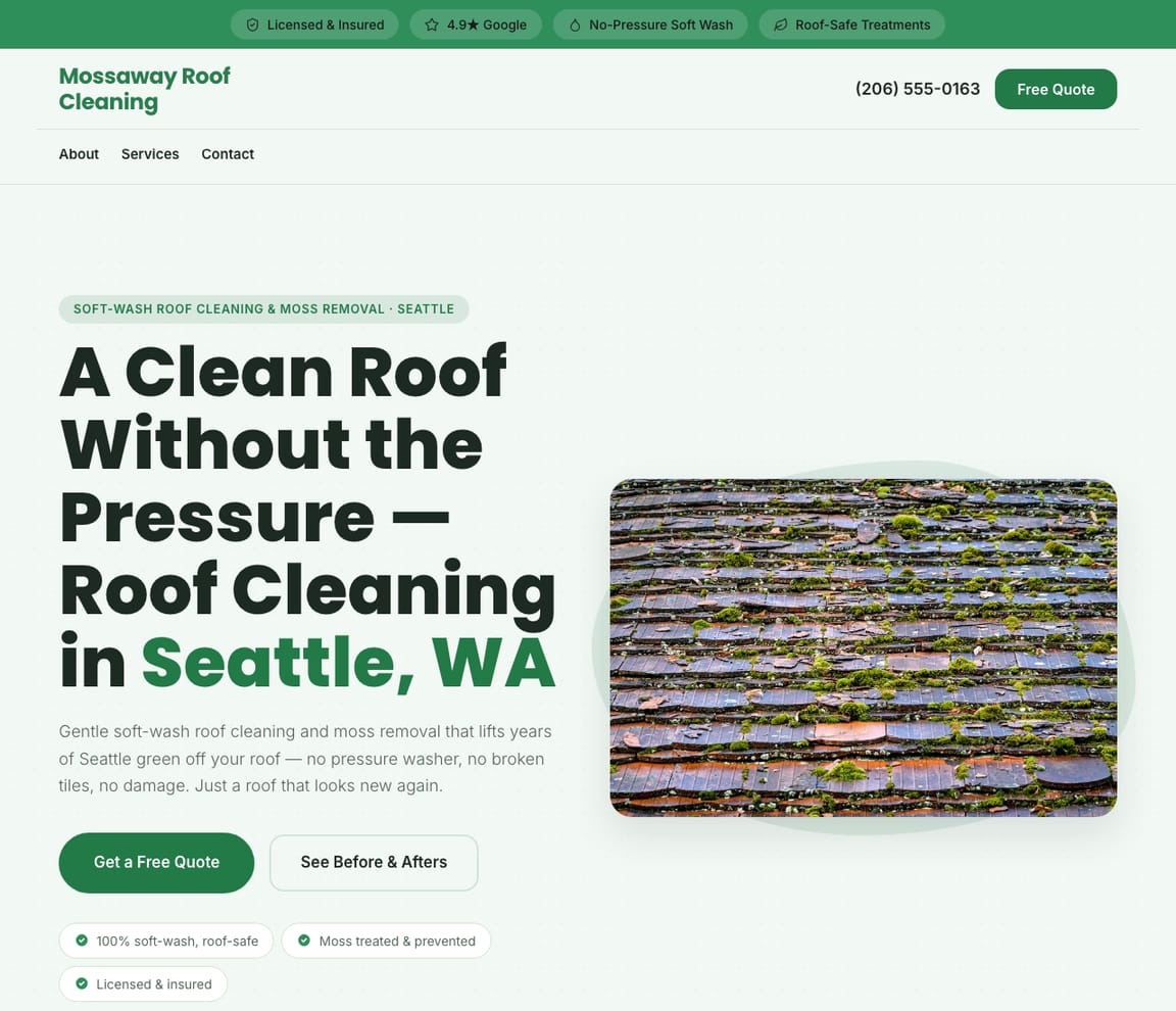 Roofing - Cleaning & Moss Removal website template preview
