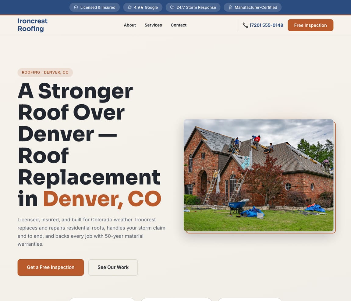 Roofing - Roof Replacement website template preview