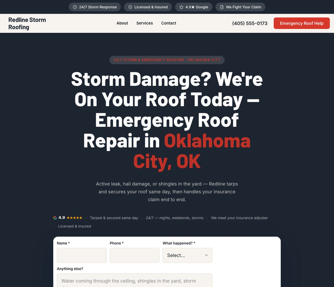 Roofing - Storm & Emergency website template preview