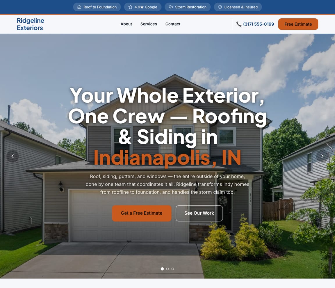 Roofing - Roofing & Exteriors website template preview