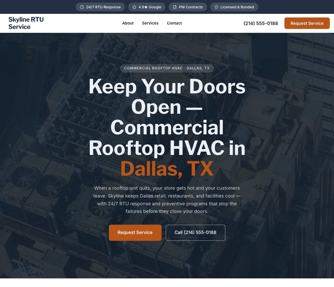 HVAC - Rooftop Units website template preview