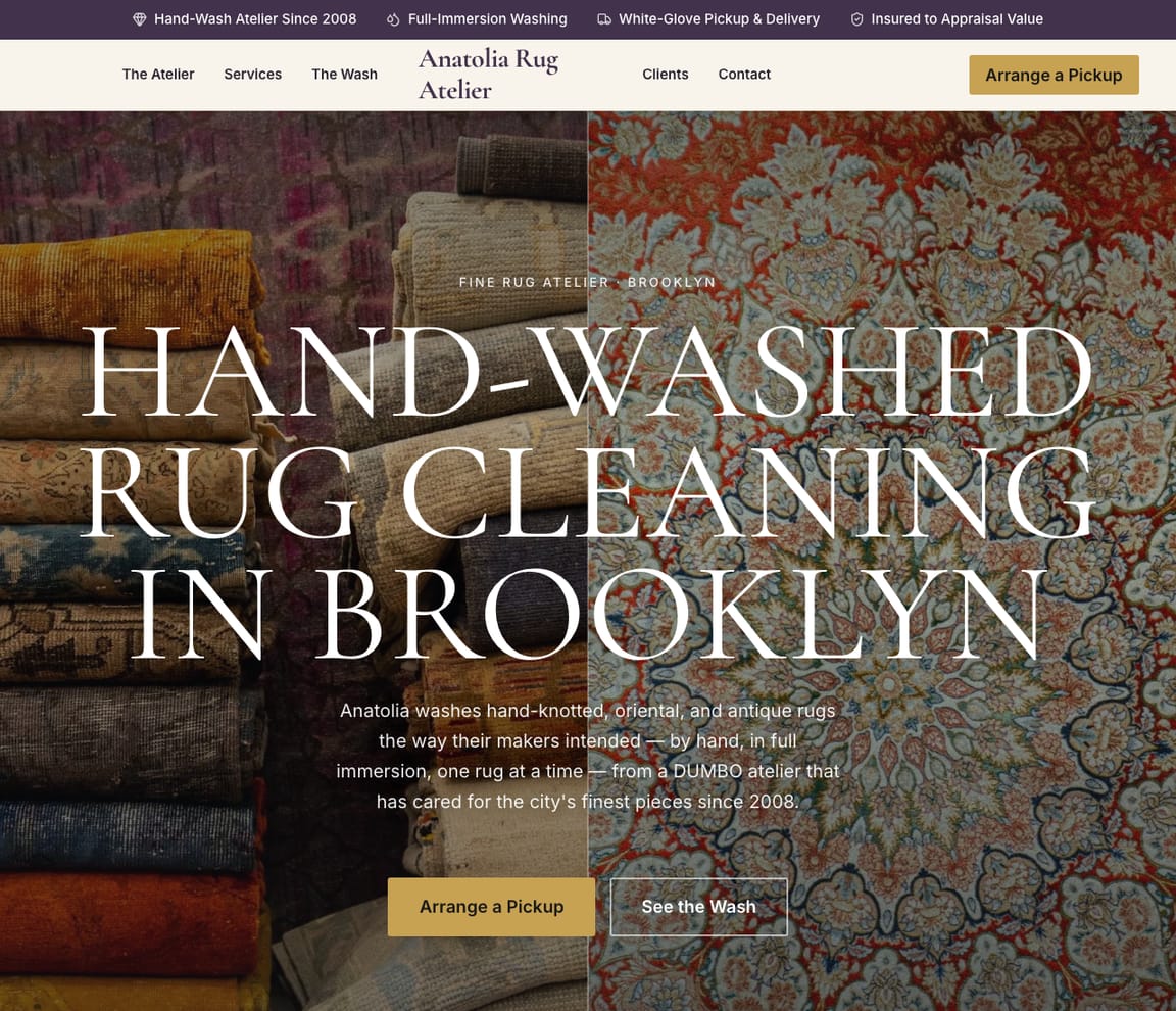 Fine Rug Cleaning website template preview