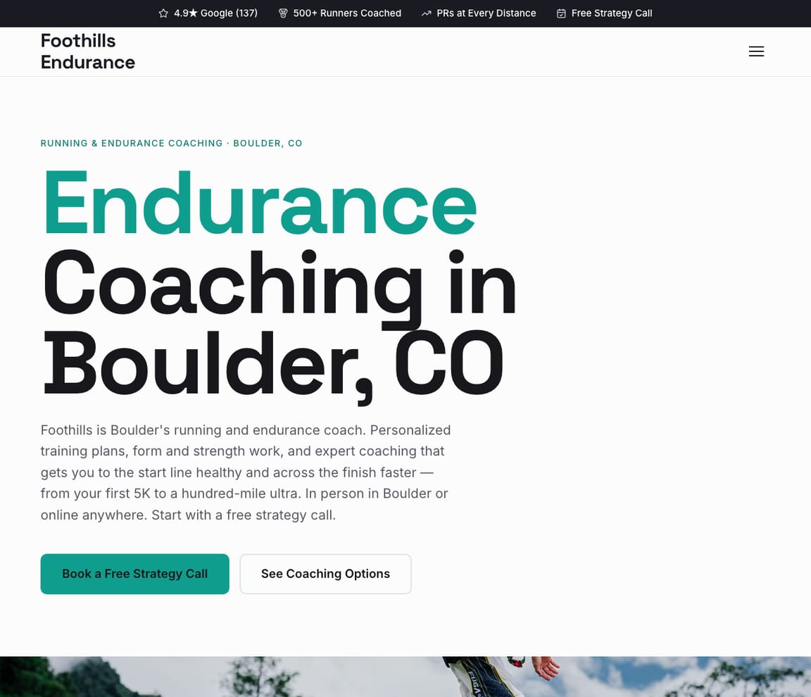Running Coach website template preview