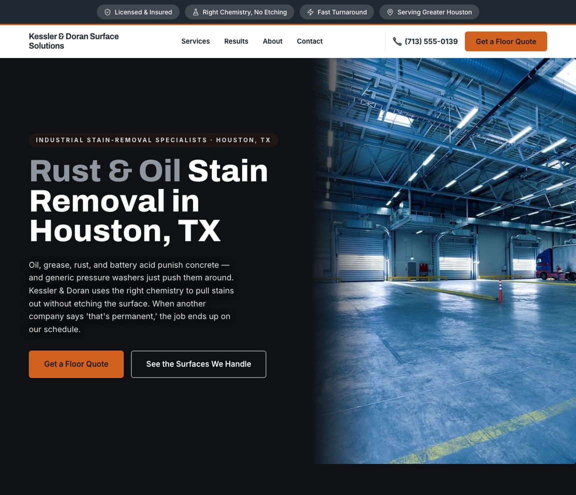 Rust & Oil Stain Removal website template preview