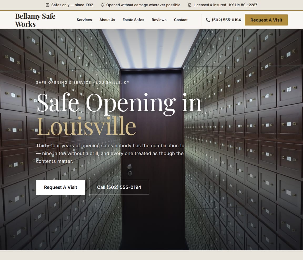 Safe Opening & Vaults website template preview