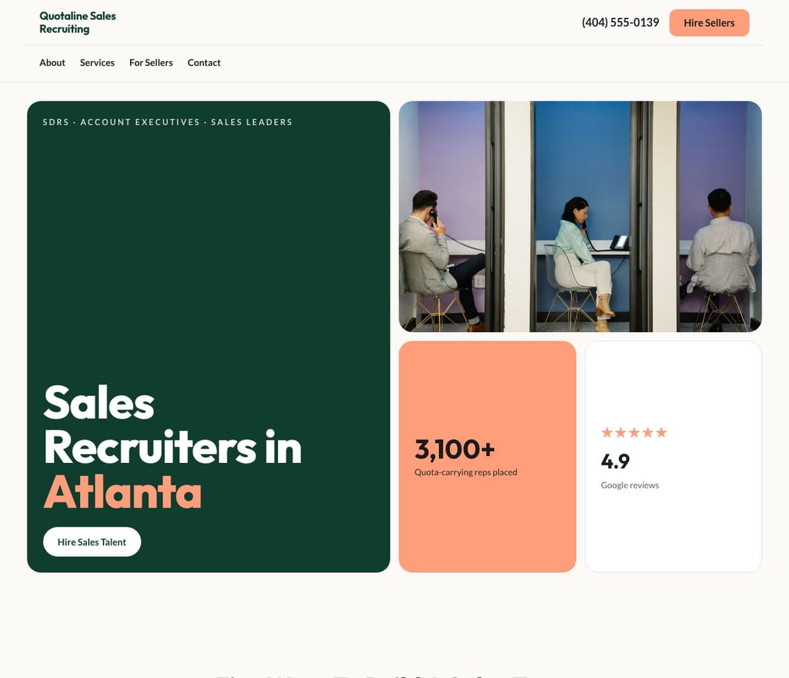 Sales Recruiters website template preview