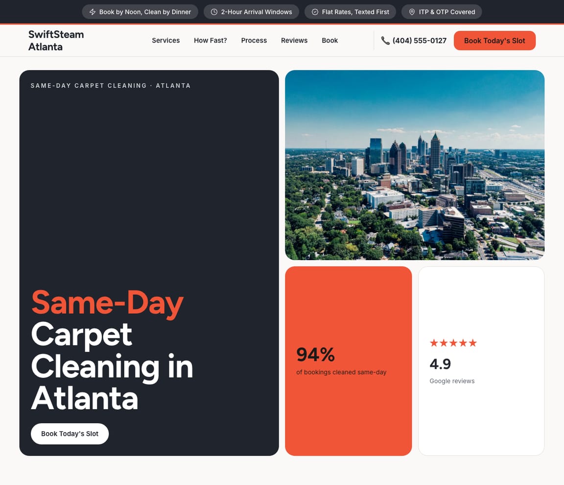 Same-Day Carpet Cleaning website template preview