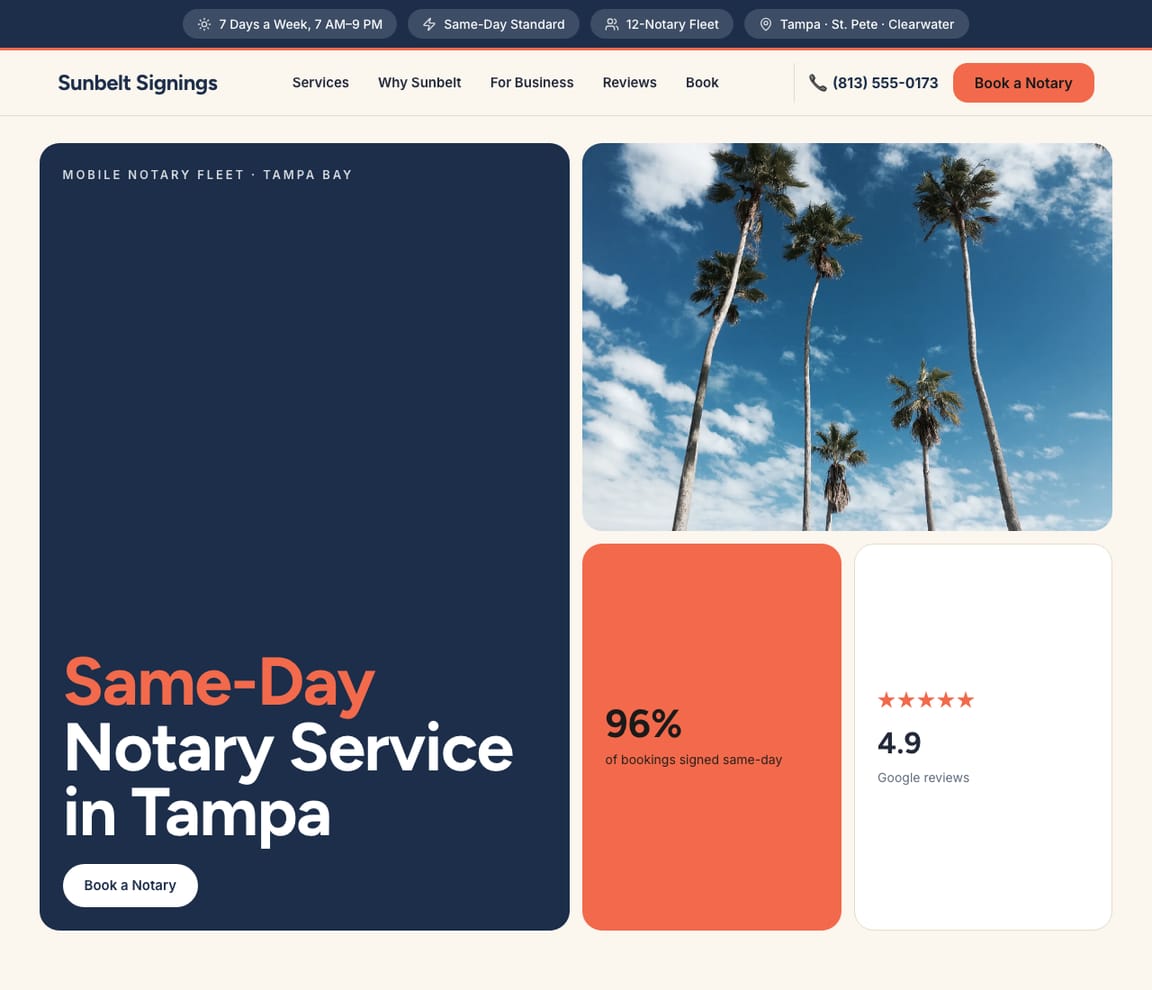 Same-Day Notary Fleet website template preview