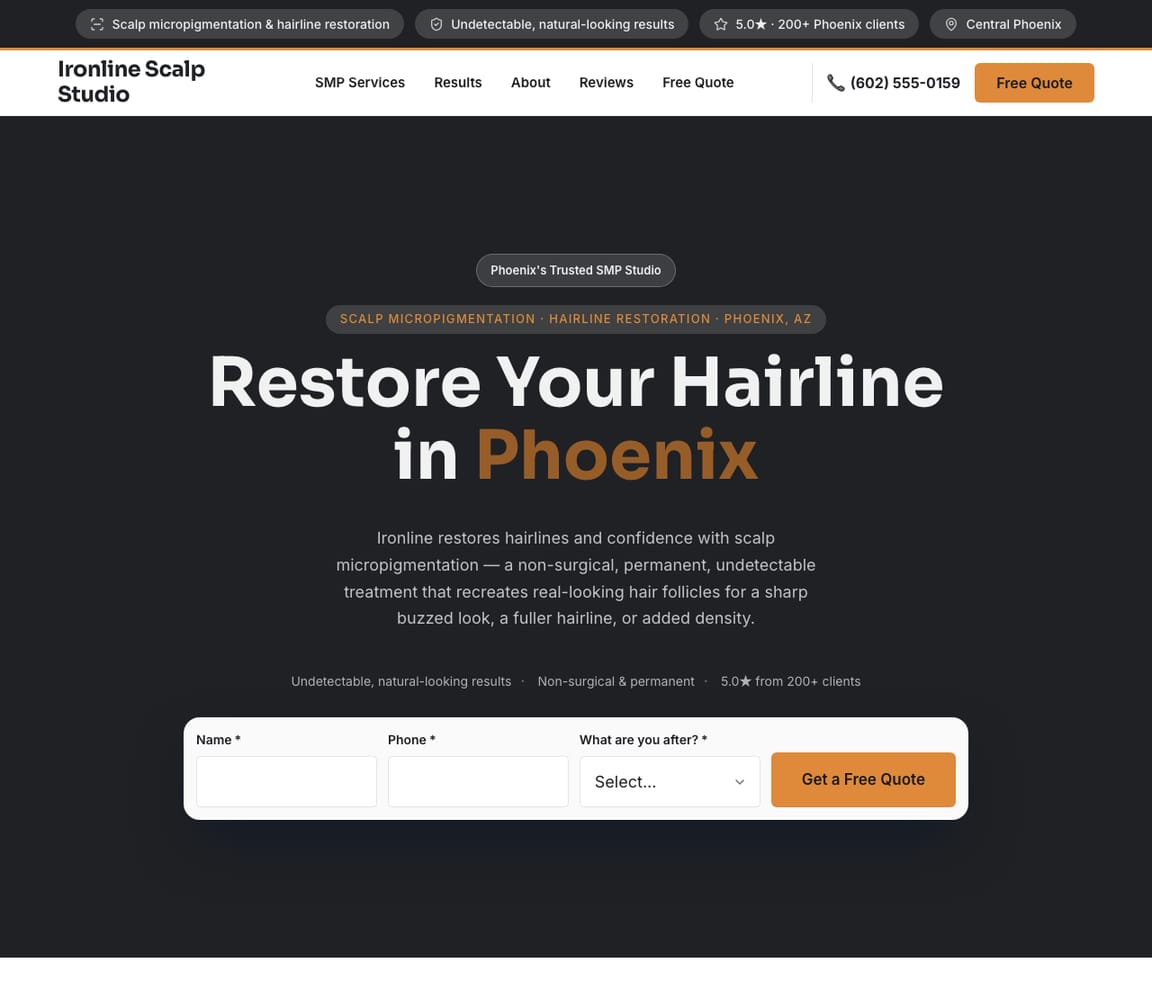 Scalp Micropigmentation Studio website template preview
