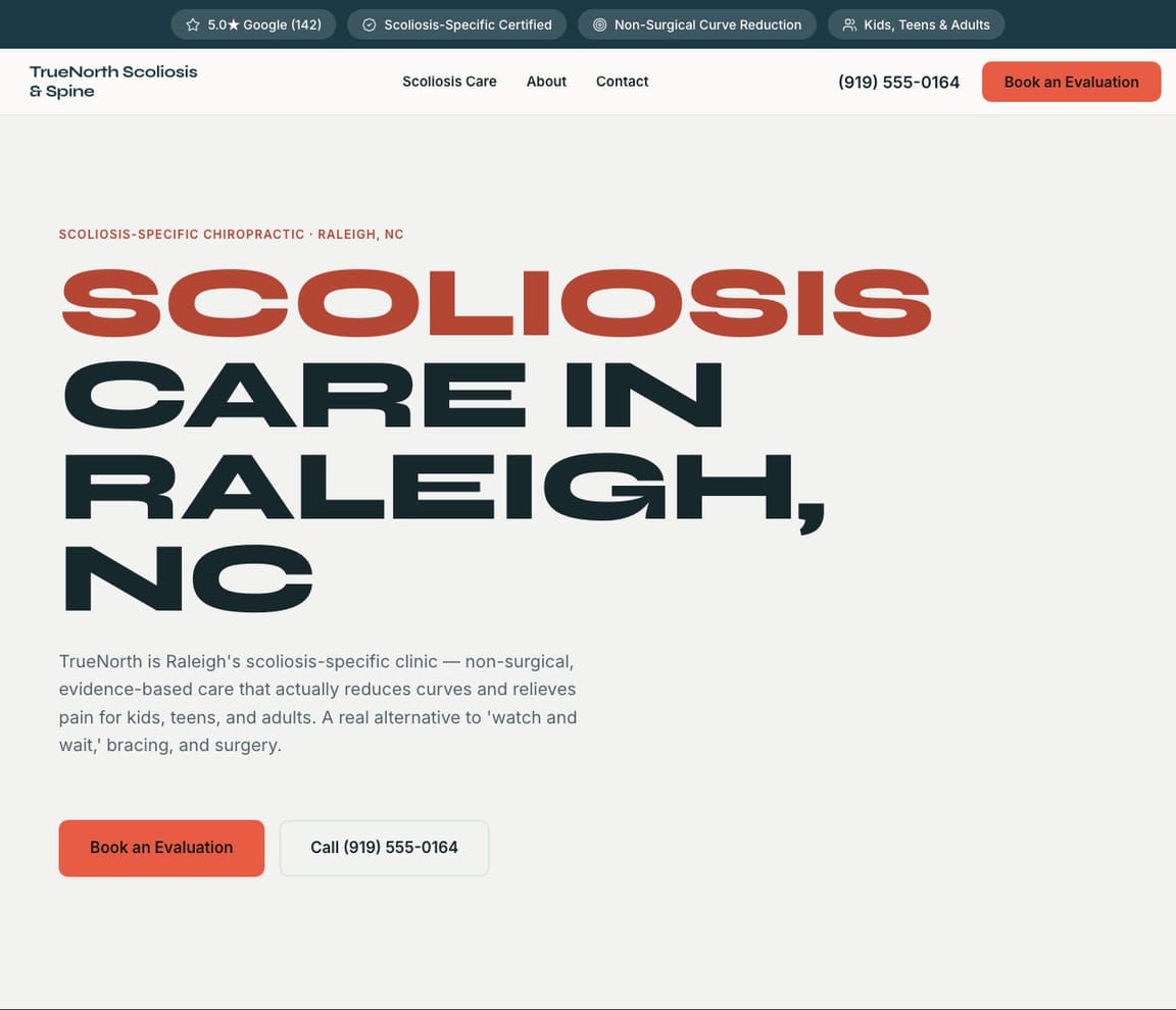 Scoliosis Specialist website template preview