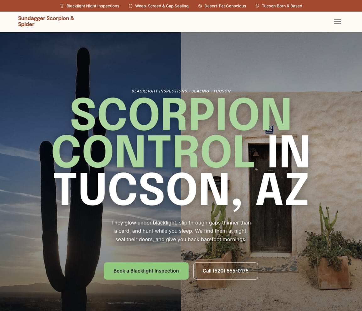 Scorpion & Desert Pest website template preview