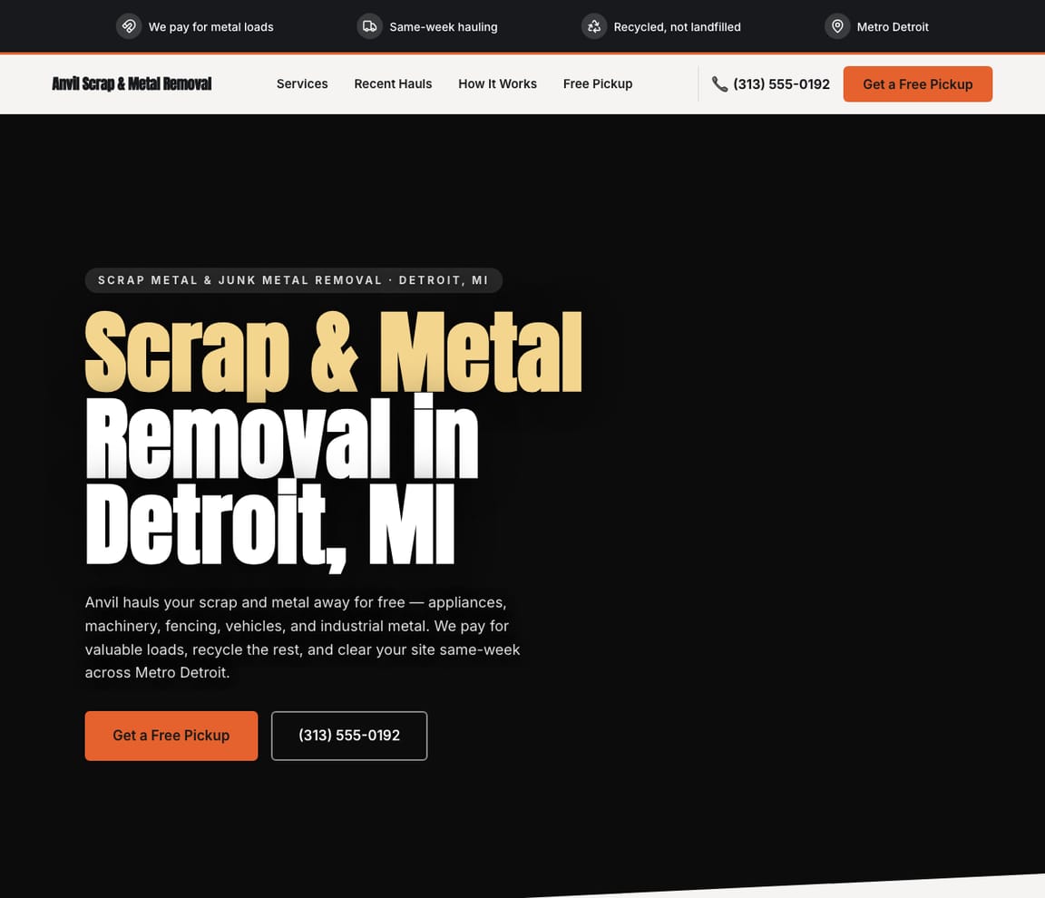 Scrap & Metal Removal website template preview