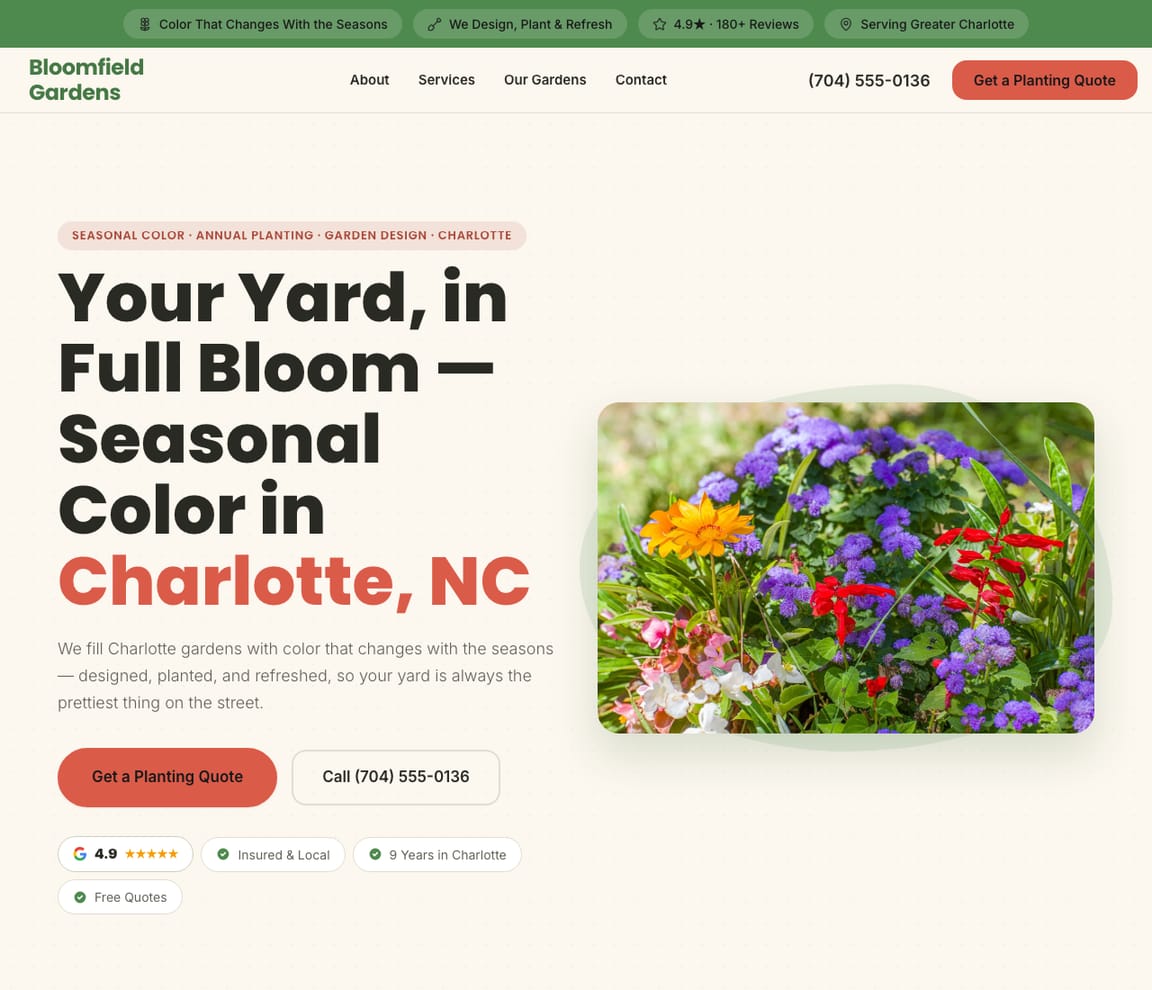 Landscaping - Seasonal Color website template preview