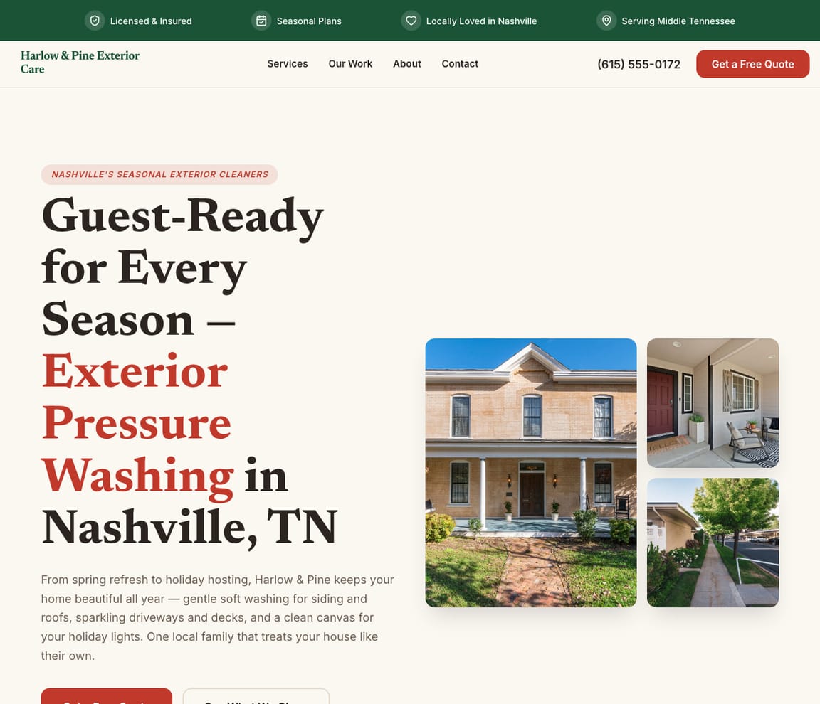 Seasonal & Holiday Cleaning website template preview