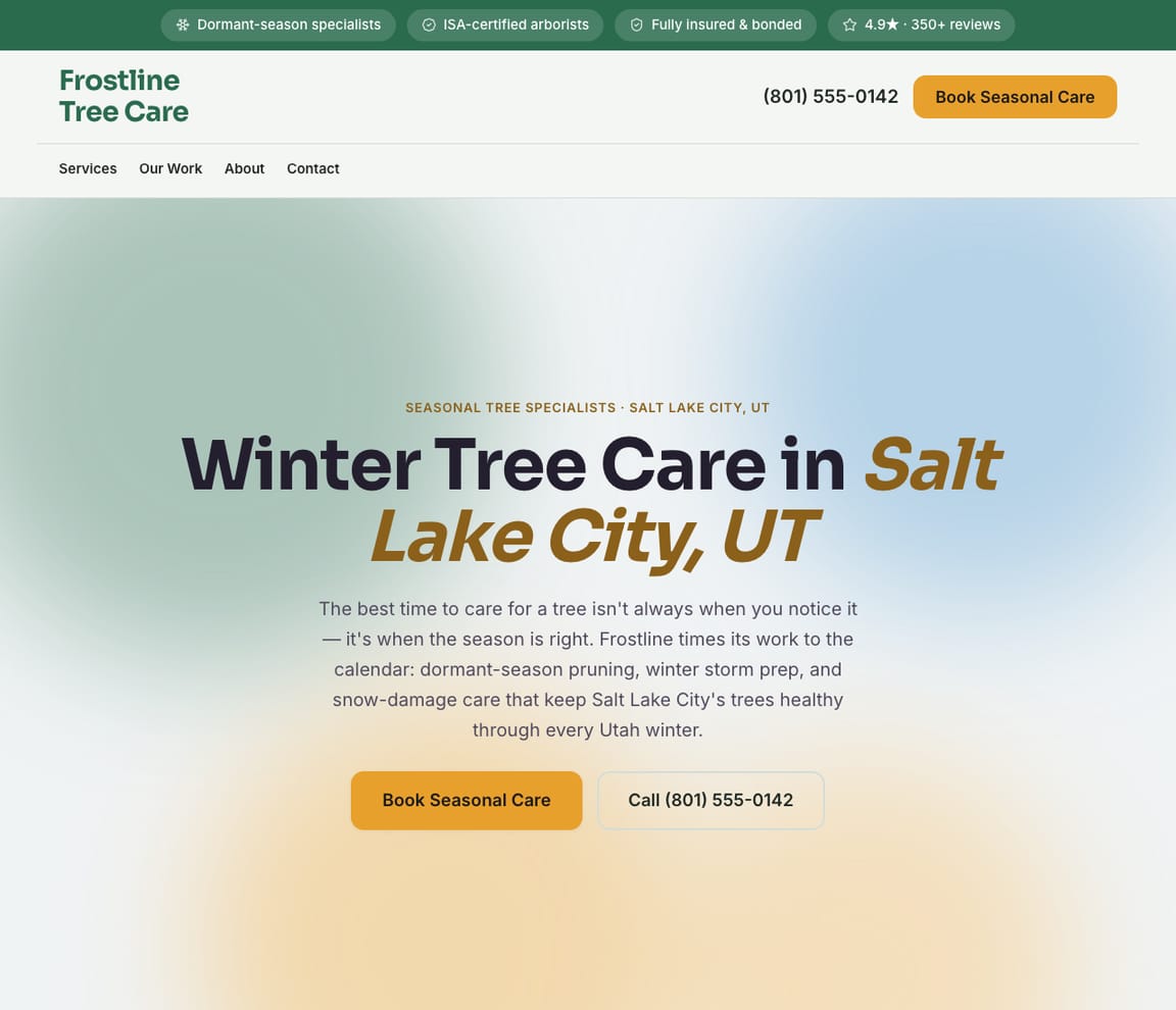 Seasonal & Winter Tree Care website template preview
