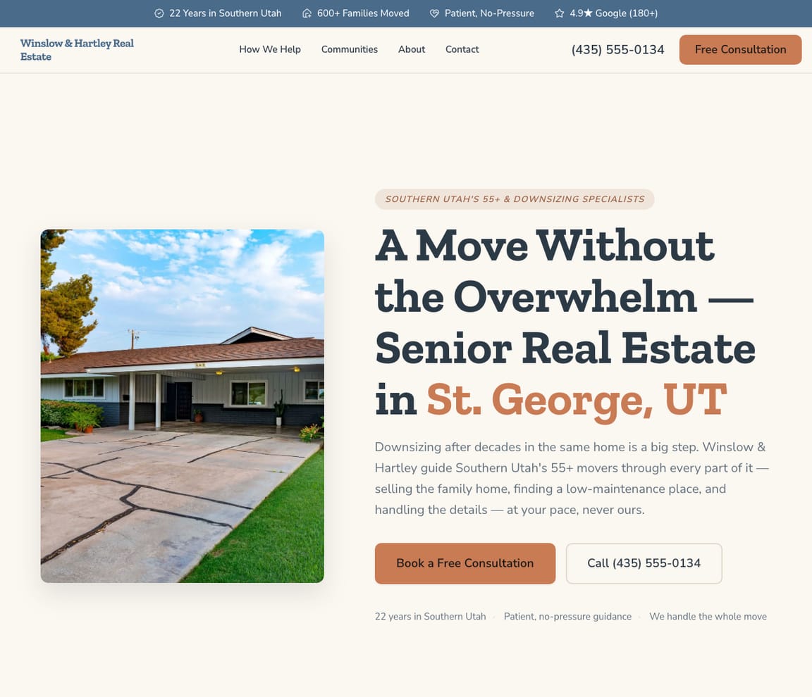 Senior / Downsizing Specialist website template preview