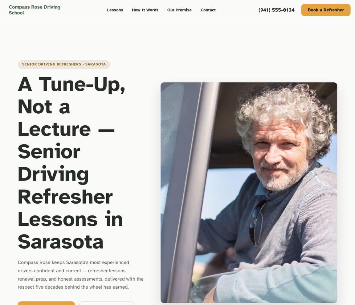 Senior Driving Lessons website template preview