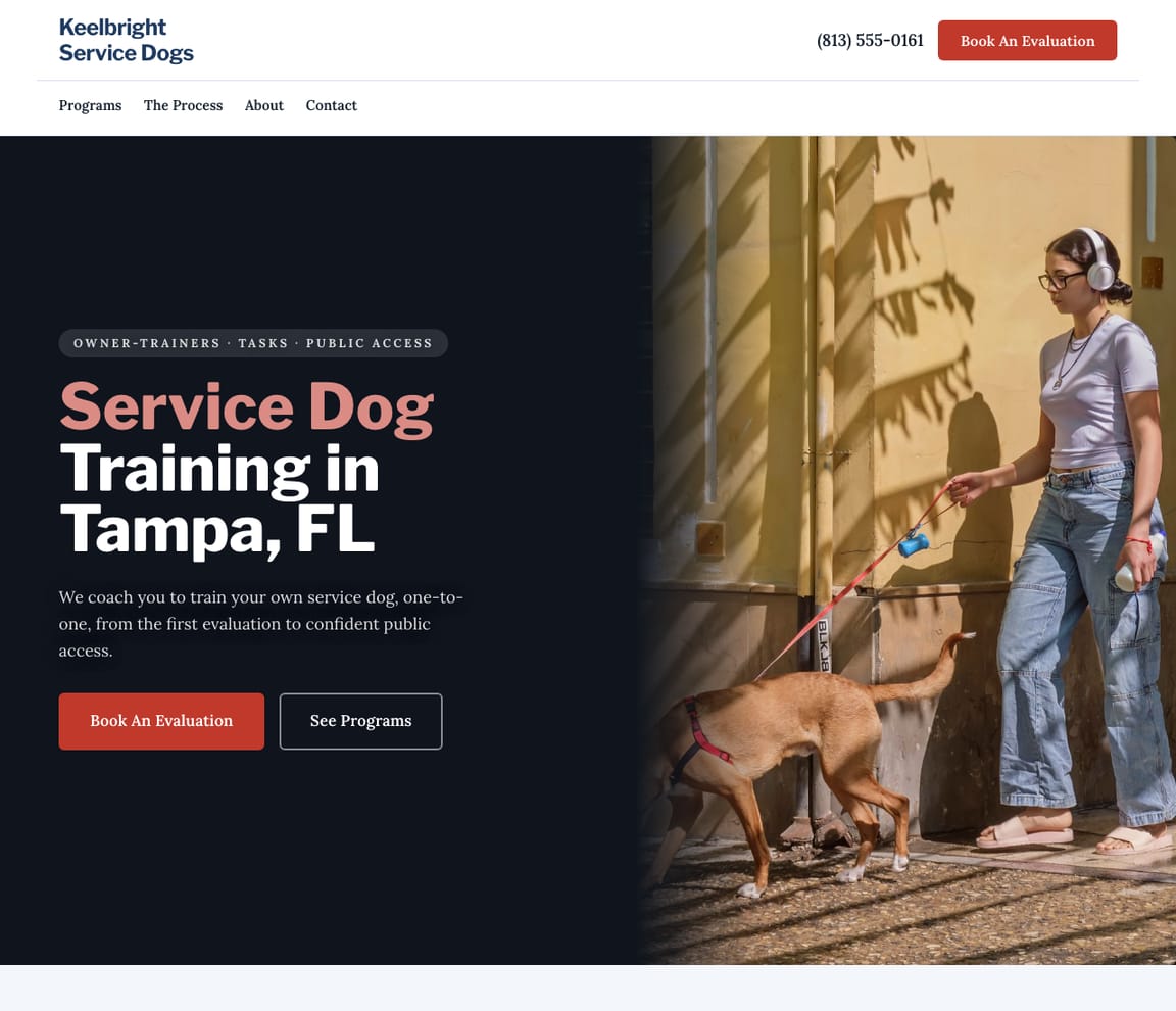 Service Dog Training website template preview