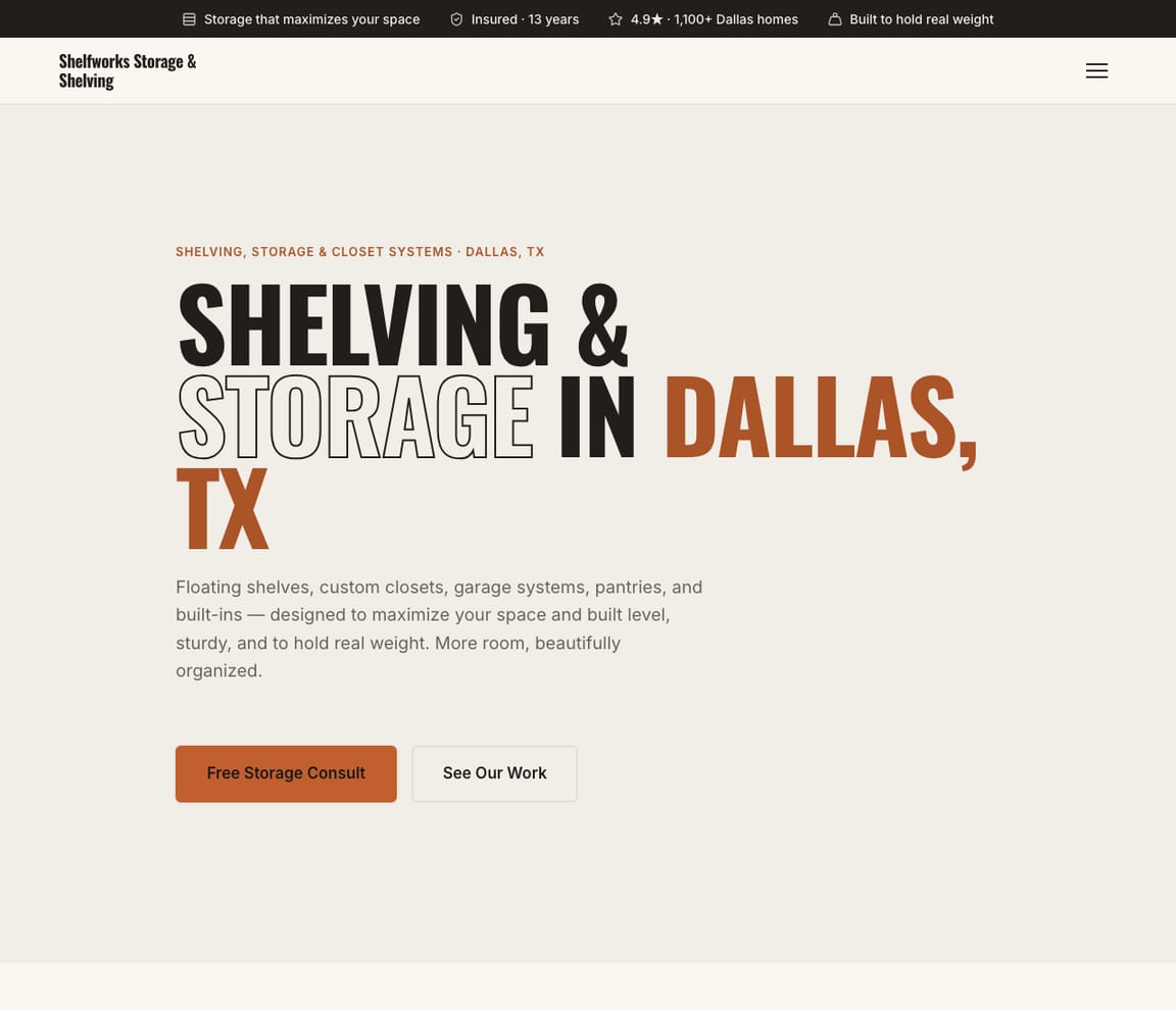 Shelving & Storage website template preview