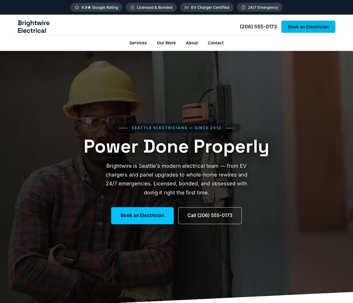 Electrician - Modern Dark website template preview