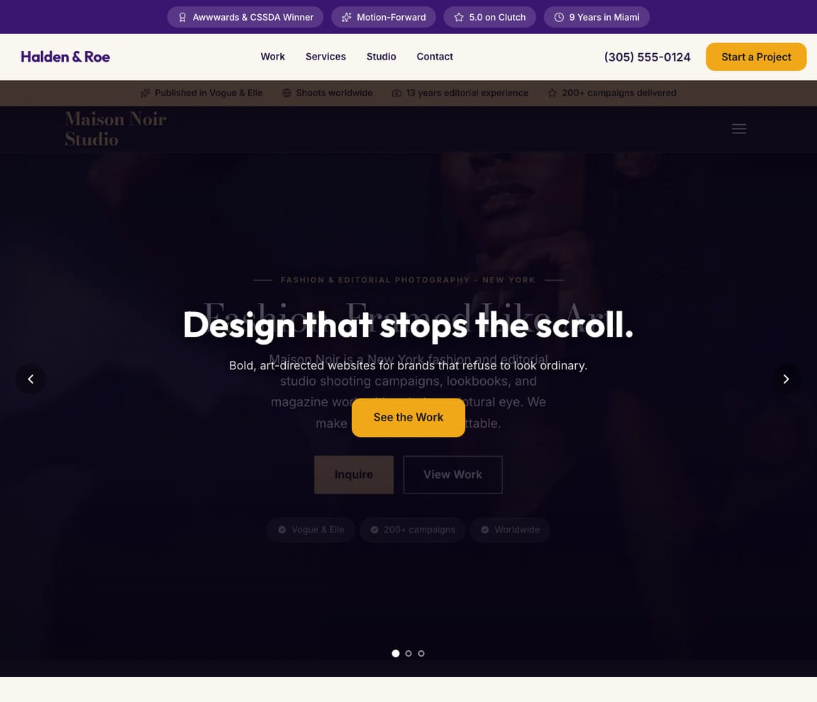 Showcase Web Design Studio website template preview