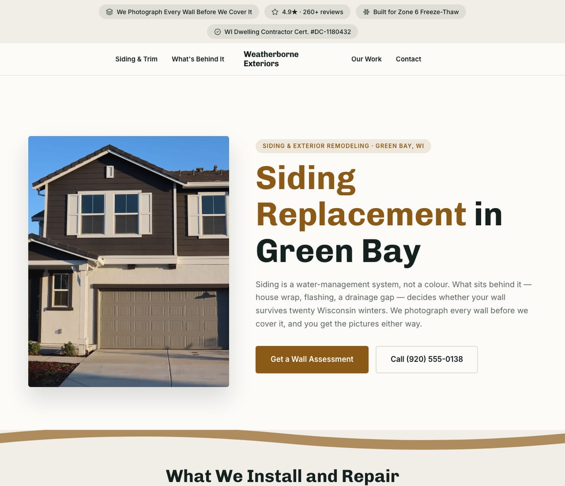 Siding & Exterior Remodeling website template preview
