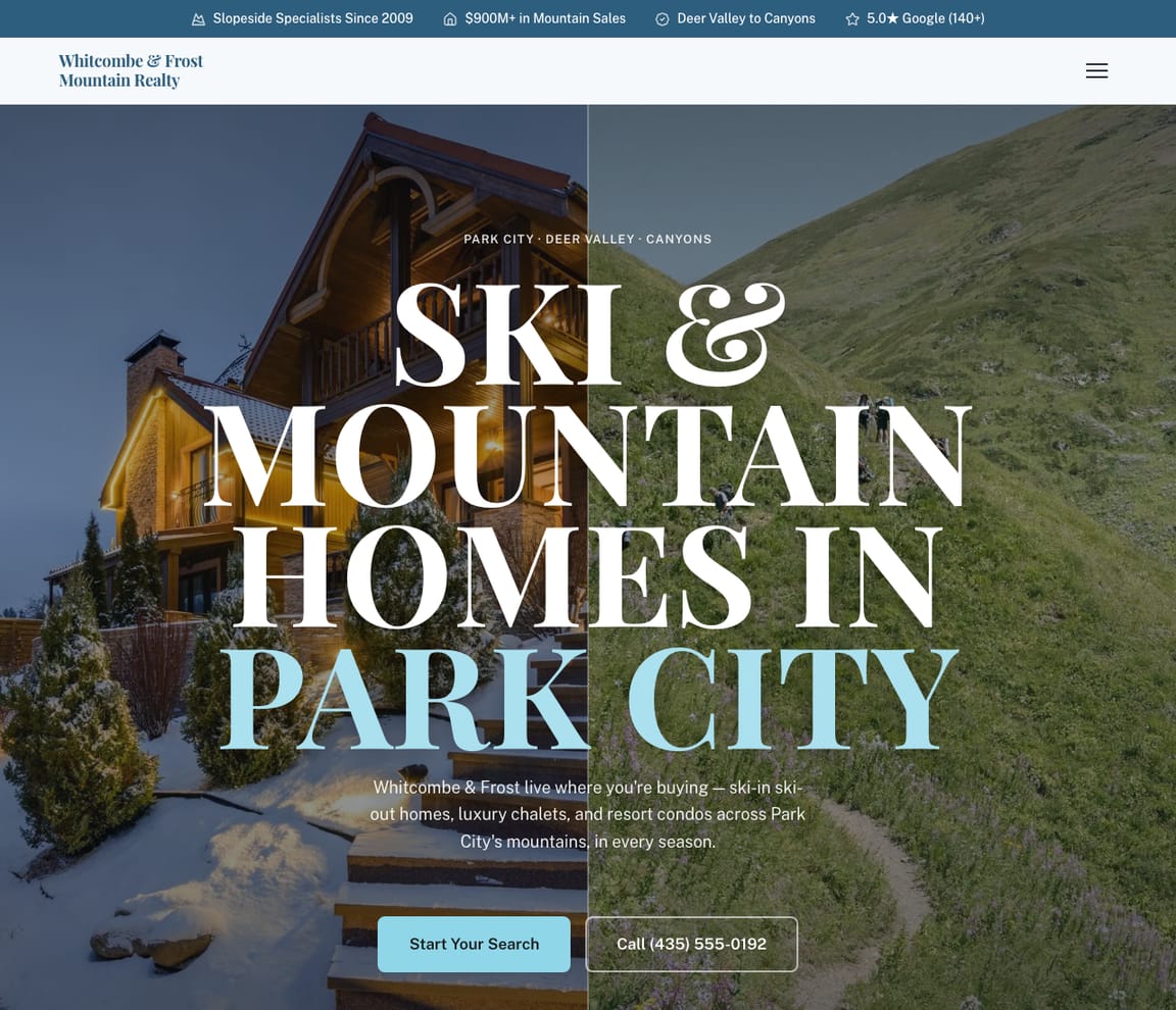Ski & Mountain Resort Homes website template preview