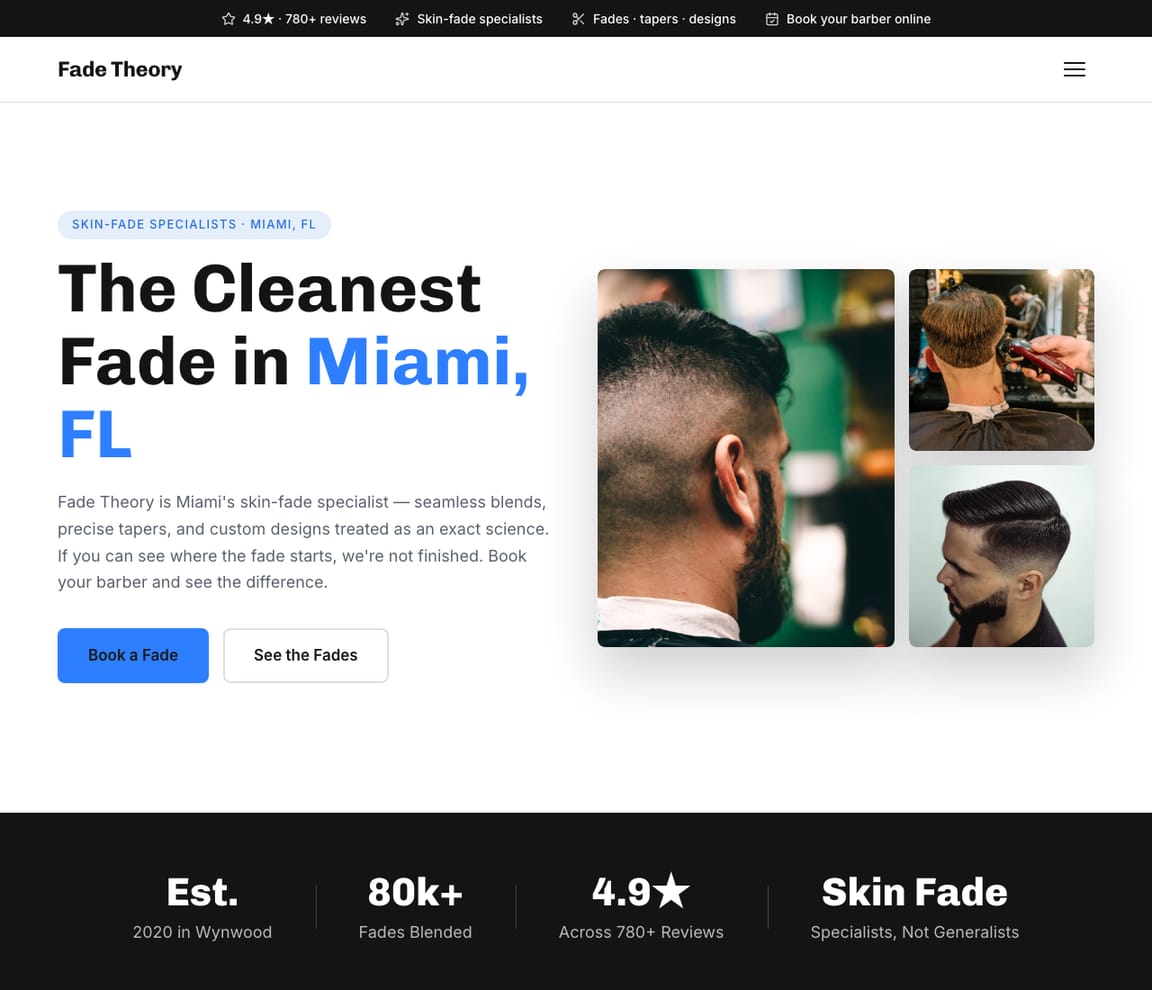 Skin-Fade Specialist website template preview