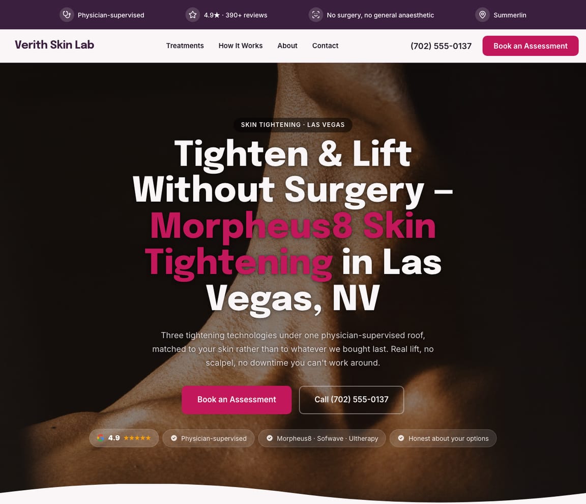 Skin Tightening Clinic website template preview