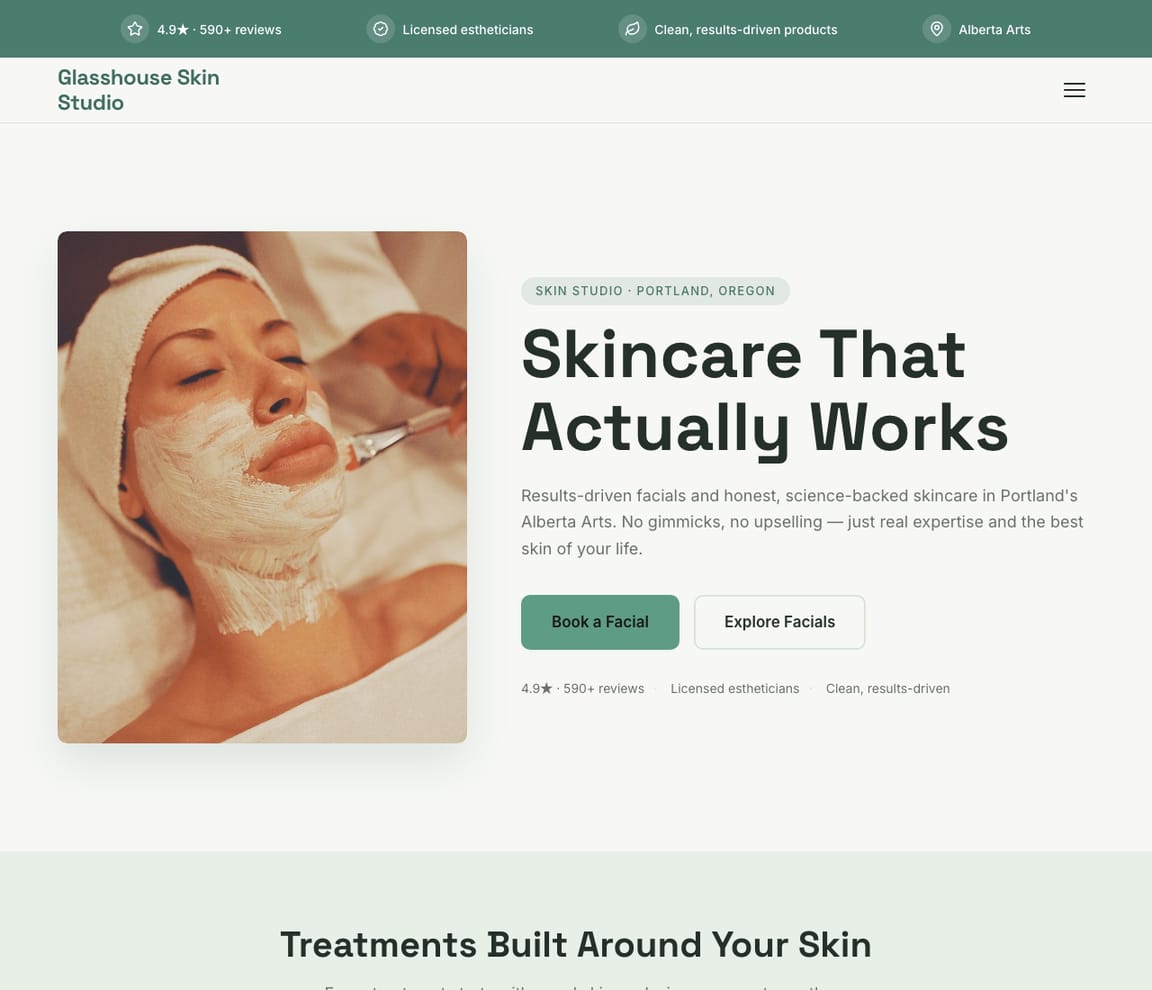 Skincare Studio website template preview