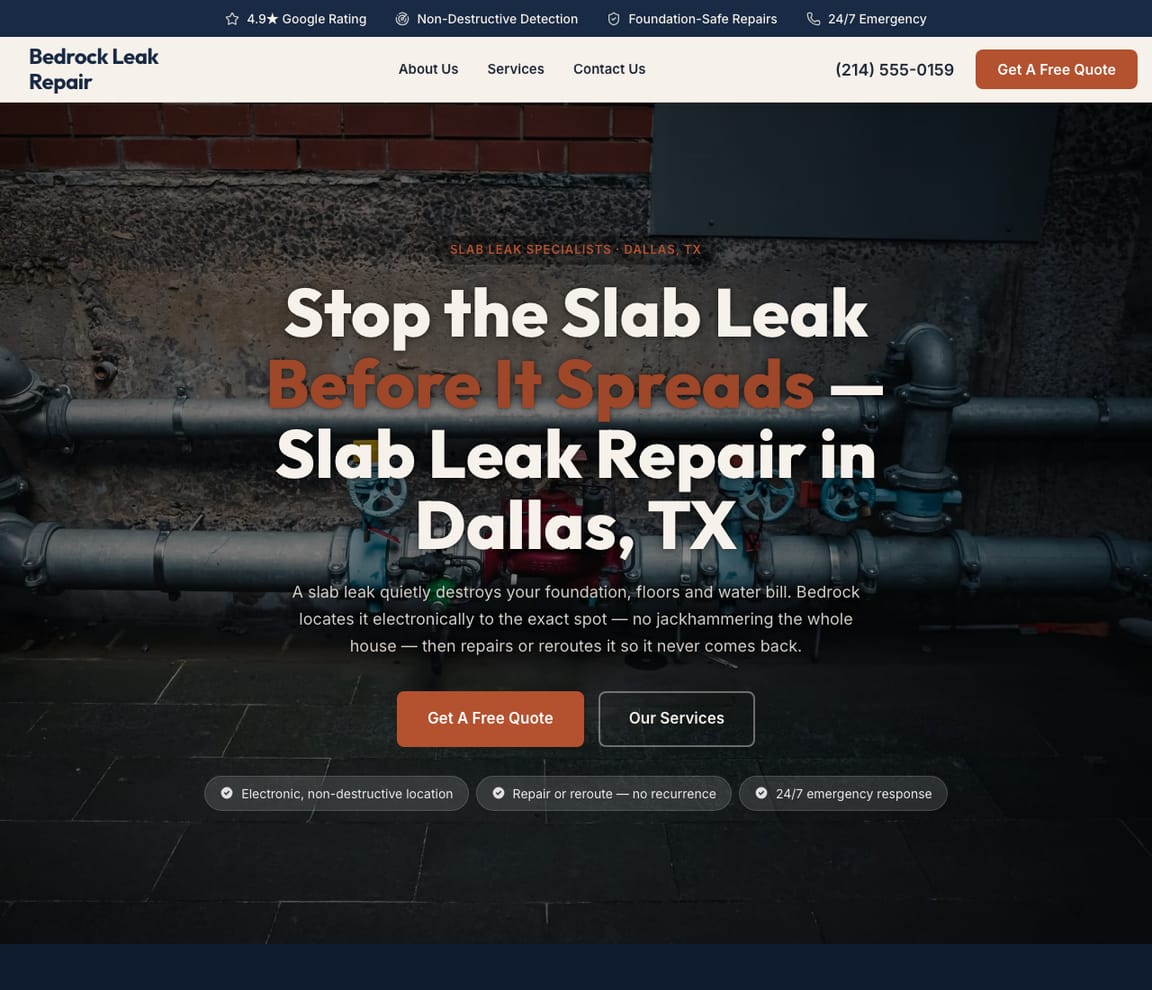Plumber - Slab Leak website template preview