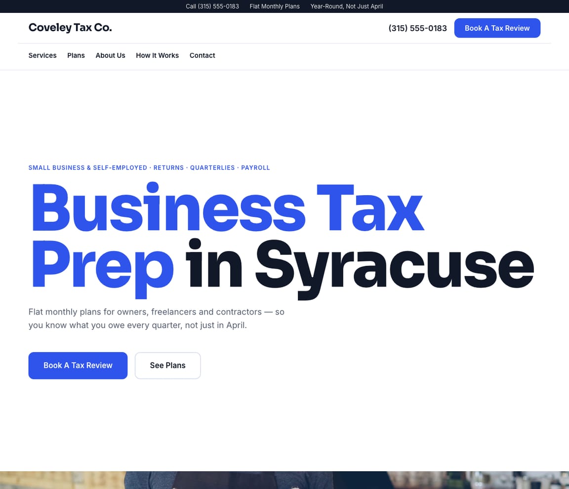 Small Business Tax website template preview