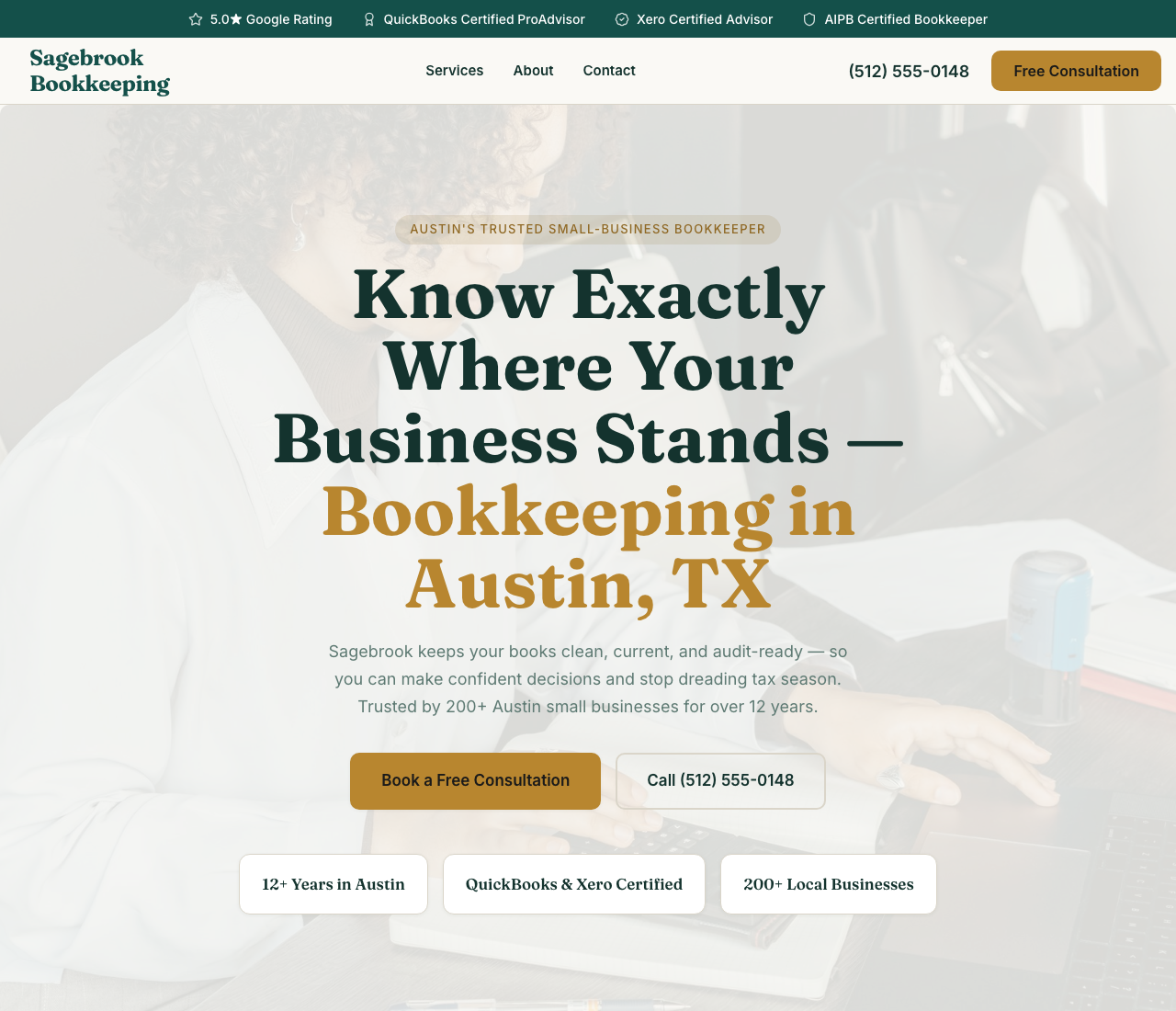 bookkeeping website template