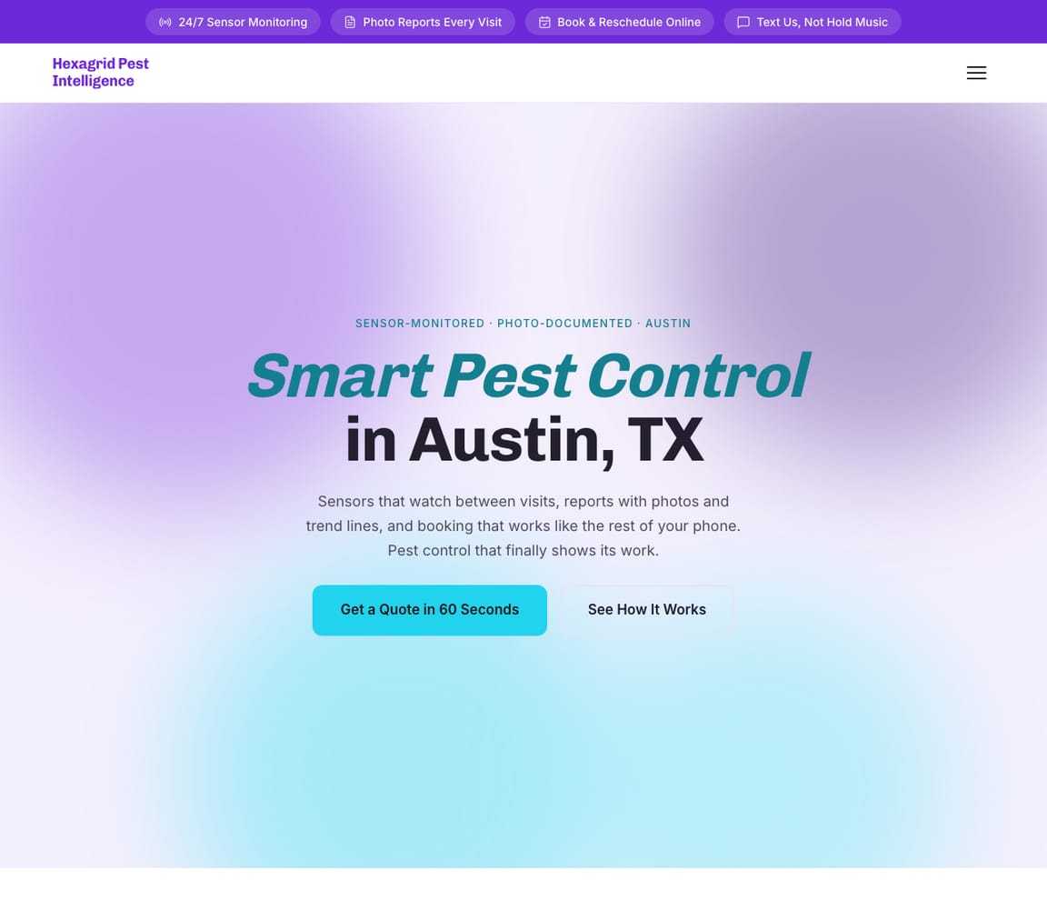 Smart Pest Monitoring website template preview
