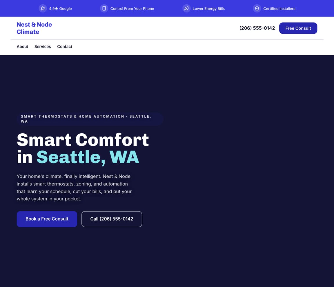 HVAC - Smart Thermostat website template preview