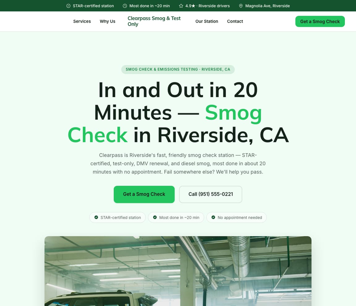 Smog Check & Emissions website template preview