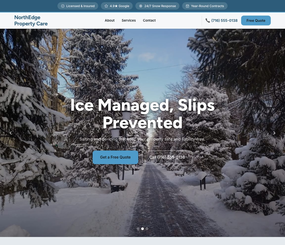 Landscaping - Snow & Property Care website template preview