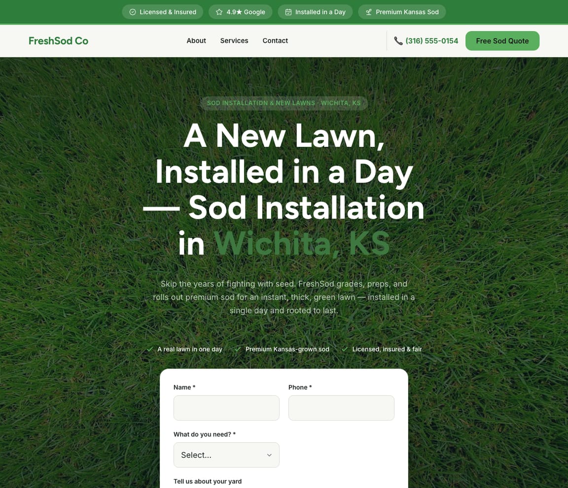 Landscaping - Sod Installation website template preview