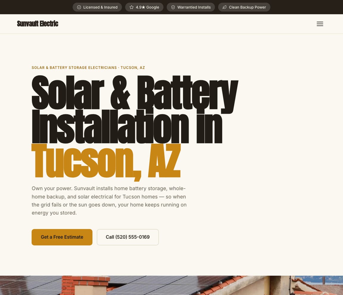Electrician - Solar & Battery website template preview