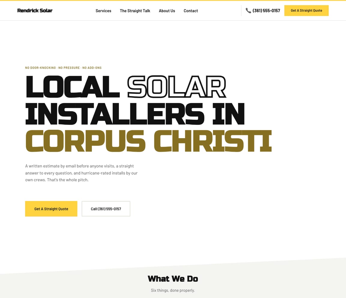 Solar Installer — Bold website template preview