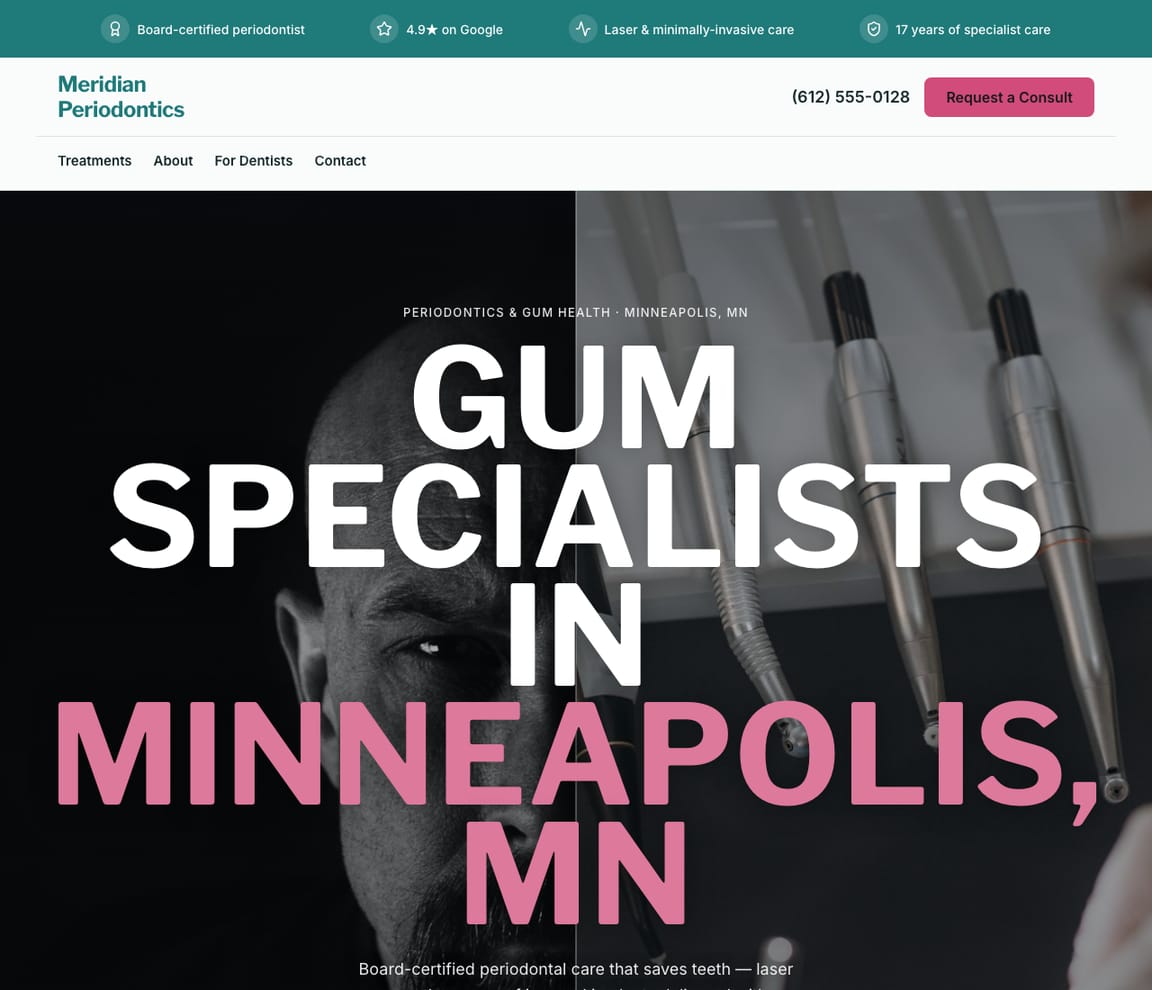 Periodontist website template preview