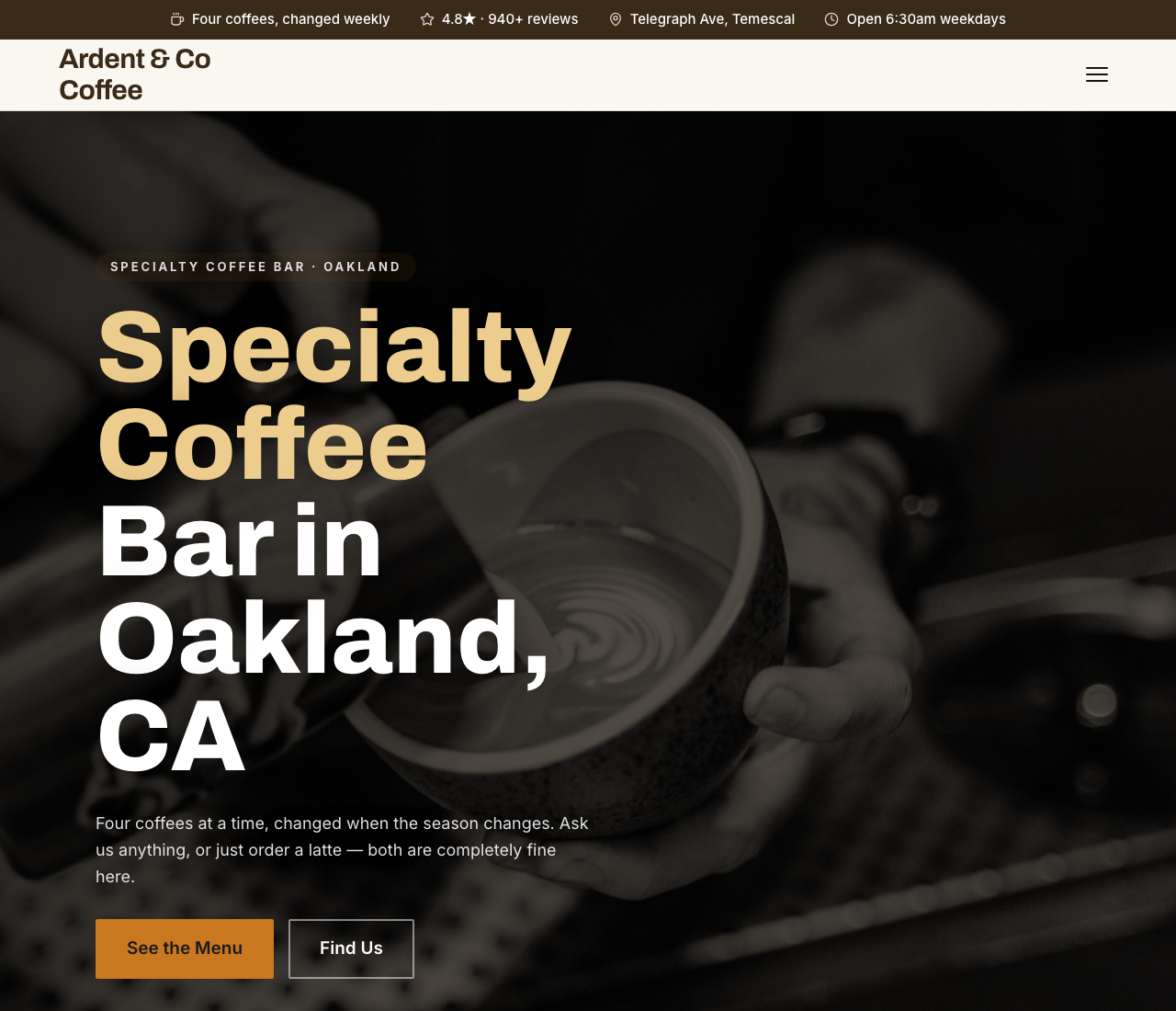 Cafe website template