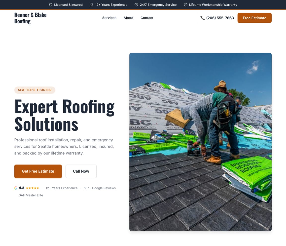 Roofer - Modern website template preview