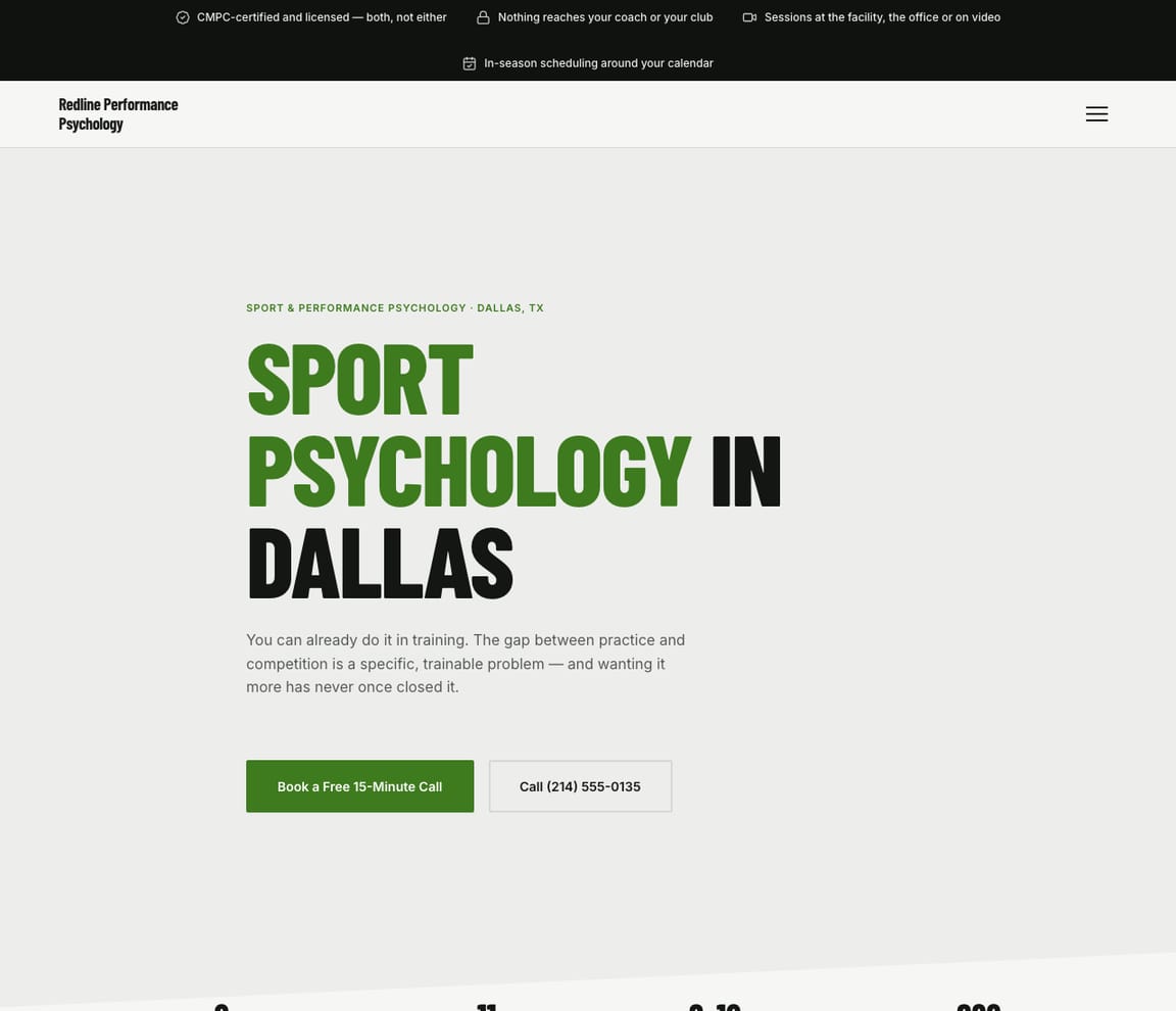 Sport & Performance Psychology website template preview