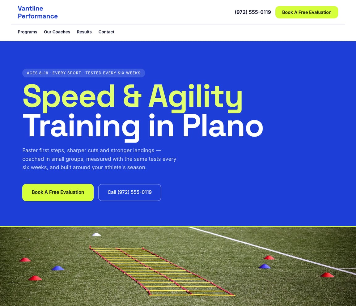 Sports Performance Training website template preview