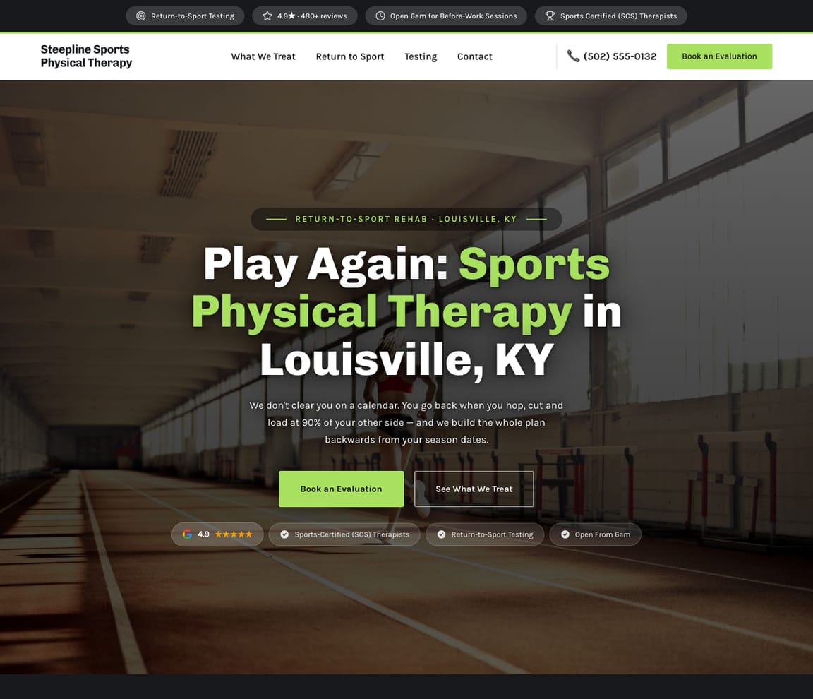 Sports Rehab Physical Therapy website template preview