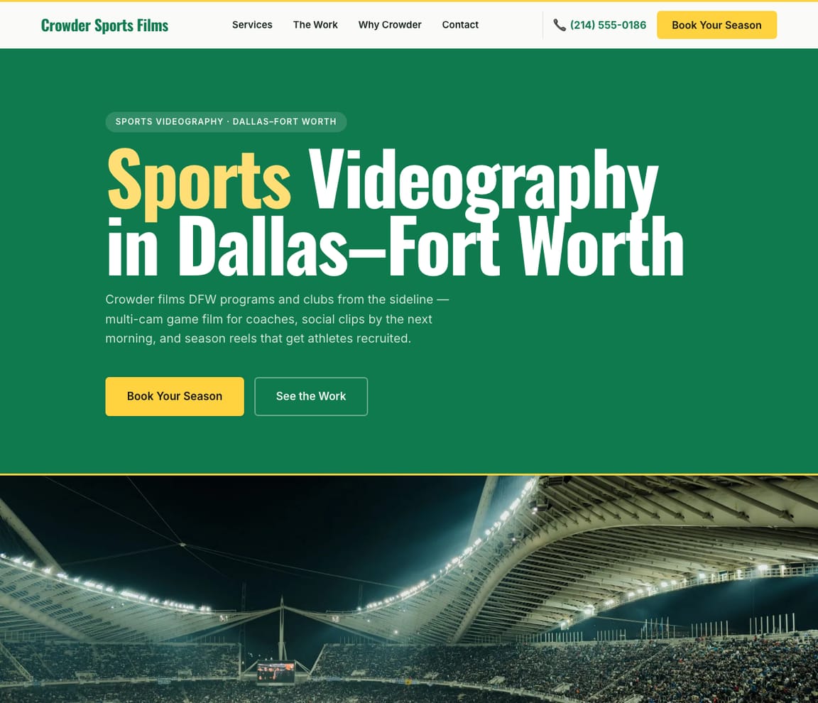 Sports Videography website template preview