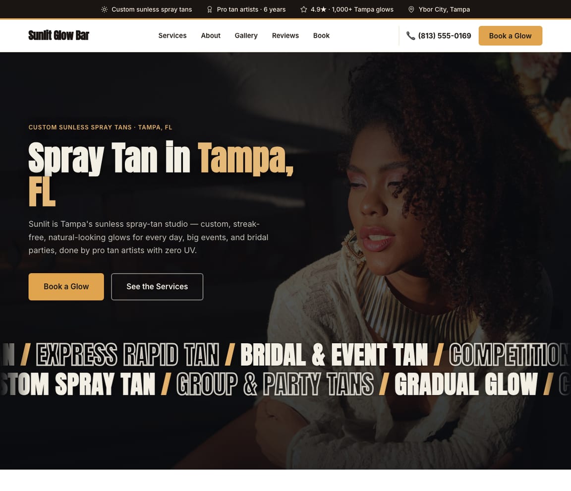 Spray Tan Studio website template preview